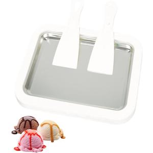 Instant Ice Cream Maker,Rolled Ice Cream Maker, Soft Serve Ice Cream Maker, Perfect for Frozen Yogurt, and More! Food Grade Stainless Steel Ice Cream Roll Machine For Home Us (White)