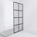 Fab Glass and Mirror Grid Pattern Fixed Tempered Glass Shower Wall Panel with Protection Coating, 3/8" Clear Shower Screen 24" X 76" Matte Black