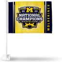 Rico Industries NCAA Football CFP National Champions Double Sided Car Flag - 16" x 19" - Strong Pole that Hooks Onto Car/Truck/Automobile
