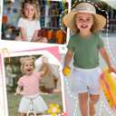 4 Pack Toddler Girls Short Sleeve Tops | Rolled Cuffs, Crew Neck, Baby Clothes, Summer T-Shirts, Casual, Cute Basic Tops