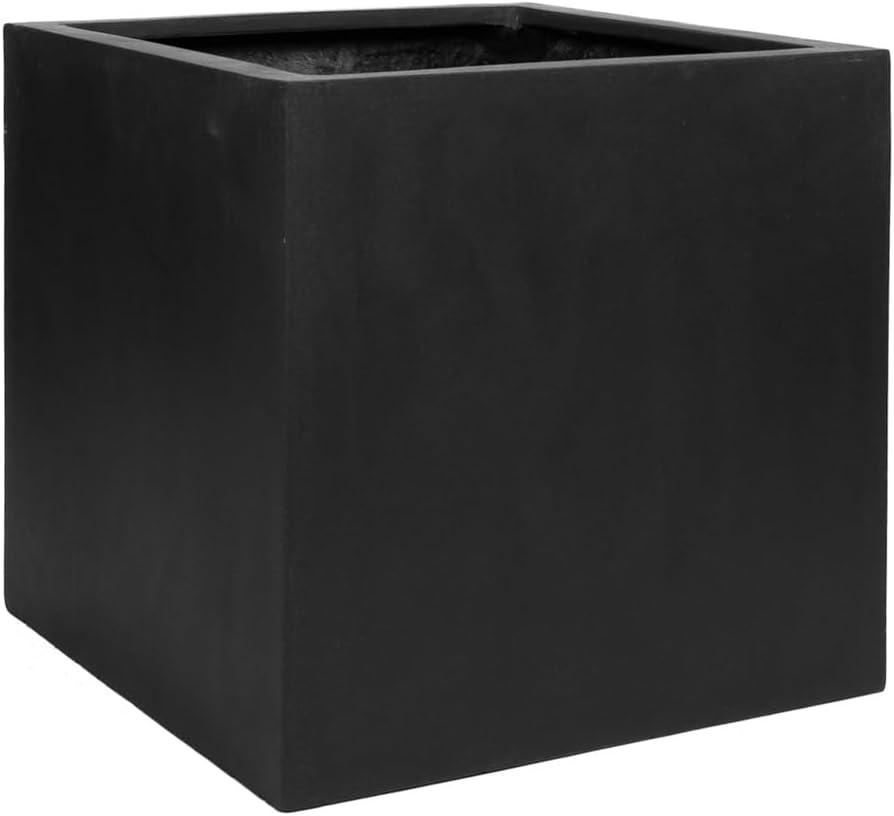 Black Square Planter Box Indoor & Outdoor - Elegant Cube Shaped Flower Tree Pot - Inner Dimensions 20”H x 20”W x 20”L