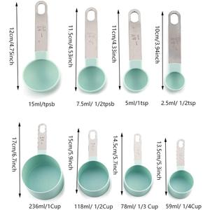 8 pcs Measuring Cups and Spoons Set Cup Nesting Measure with Stainless Steel