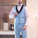 Men's Tuxedos 3 Piece Suit Set Slim Fit Double Breasted Suit Men Wedding Prom Tuxedo with Bow (Royal Blue)