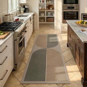 Lahome Enfys Modern Rainbow Easy Jute Rug, 2x6 Kitchen Runner Washable Rug Runners for Hallways Farmhouse Carpet, Non Slip Indoor Outdoor Runner Contemporary Door Mat for Laundry Porch