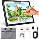 Rechargeable A4 Light Box with Padded Case,led Light pad with Built-in Stand & Clip,6 Levels of Brightness lightbox for tracing,Diamond Painting.Light Table for Artists,Drawing,Sketching,Animation