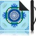 Blue Mahjong Mat for Table, American Mahjong Mat with Printed Rules, 31.5" x 31.5", Anti-Slip, Noise-Reducing Table Cover for Mahjong, Poker, Board Games, Dominoes, and Card Games.