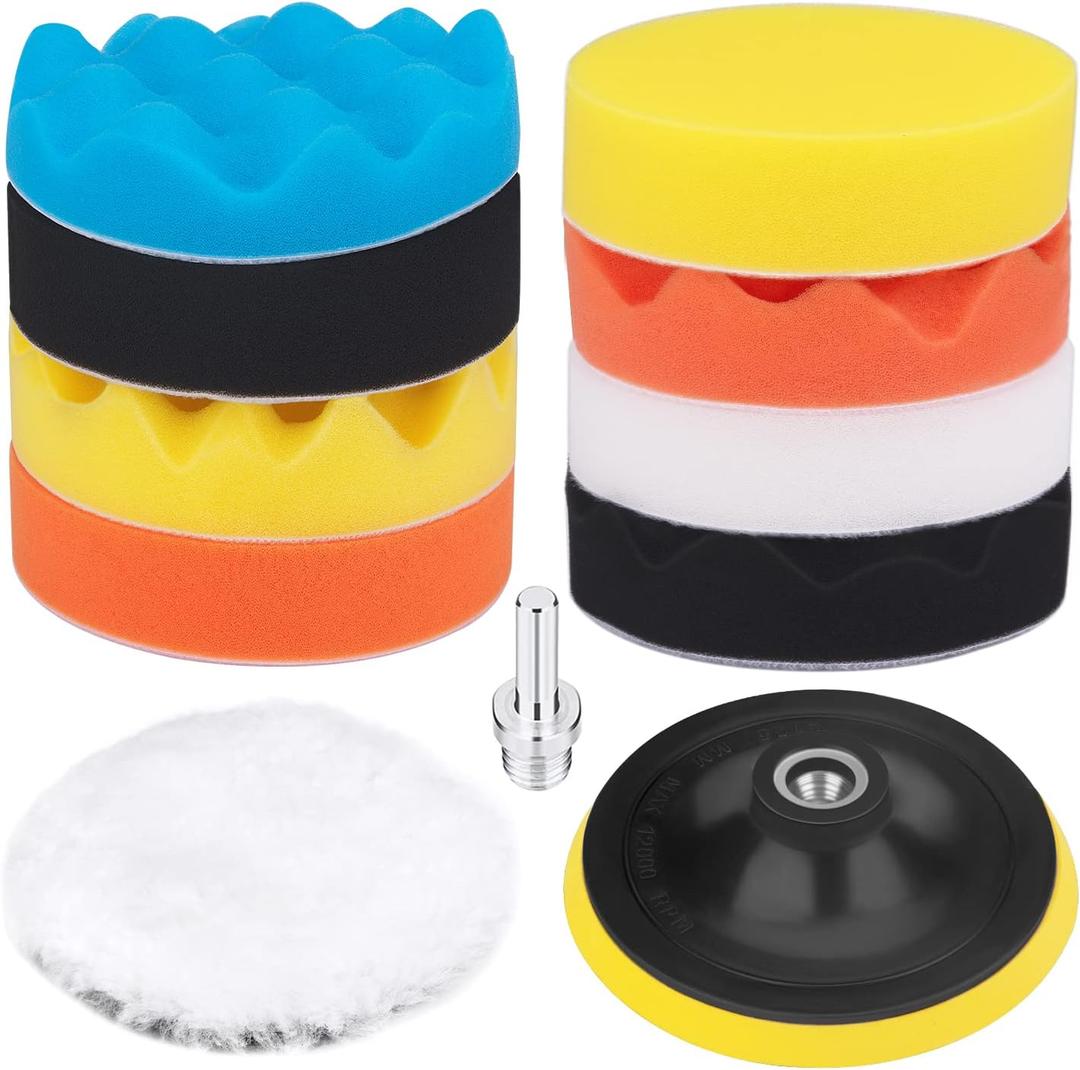 5 Inch Buffing and Polishing Pad Kit 11 PCS with Drill Adapter