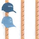 Solid Wood Hat Rack for Wall (3 Pack) - 30 Baseball Cap Organizer - Premium Beech Hat Holder & Vertical Display - Heavy Duty Hat Hangers for Closet, Door, Mens Room Decor (Natural)