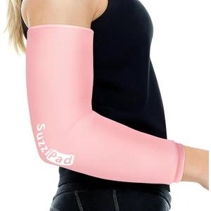 Suzzipad Extended-Length Elbow Ice Pack for Pitchers, Flexible Arm ice Pack Sleeve, 360 Reusable Gel Wrap for Upper Arm, Wrist, Shin Splint, Tendonitis and Golfers Relief, Pink, Medium
