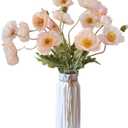 Artificial Flowers 5Pcs Poppies Flowers Artificial Silk Flowers for Home Office Wedding Outdoor Decor (Champagne)