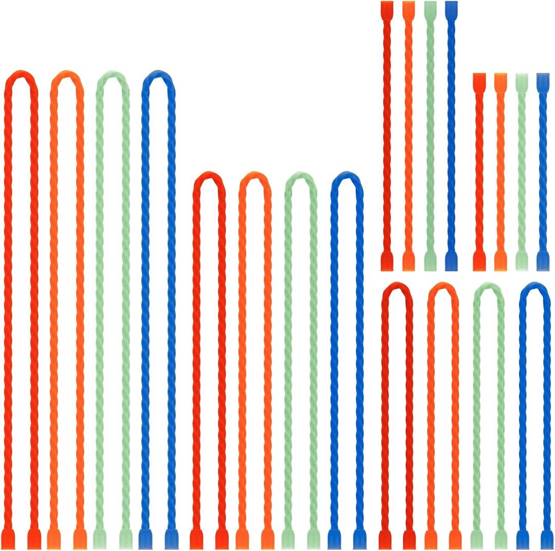 Gesipor 20 PCS Silicone Cable Ties - Reusable Rubber Twist Ties Bendable Steel-Core Cable Ties for Bundling and Holding, All Purpose Cord Tie for Indoor and Outdoor (4"+6"+12"+18"+24")