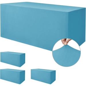 Nasitos Fitted Table Covers Stretch Spandex - 72 x 30 Inch - 4 Pack Turquoise Rectangle Table Clothes for 6 Foot Folding Tables, Wrinkle Resistant Tablecloths for Parties, Trade Show, Craft Show
