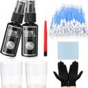 2 Pcs 1 oz Coin Cleaner and Protector Kit Include Solution Fiberglass Pencil Cleaning Cloth Gloves Cotton Swab Measuring Cup for Collectors Cleaning Gold Silver Vintage Coins Supplies