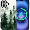CARLOCA Magnetic Case for iPhone 17,Forest Green Trees Camping Design Compatible with MagSafe Hybrid Dual Protection Soft TPU Hard PC Shockproof Anti-Scratch Cover Men Women Stylish Phone Case