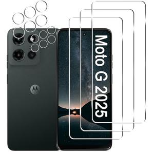 LXXMSXH 3 Pack Moto G 2025 Screen Protector [6.7 inch] + 3 Pack Camera Lens Protector, Anti Scratch Bubble Free, Easy Installation