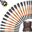 16Pcs Long Magnetic Nut Driver Set for Impact Drill | 6 Inch Long Nut Driver Set | SAE and Metric | 1/4 Inch Hex Shank | Cr-V Steel (16PCS Magnetic Nut Driver (Long))