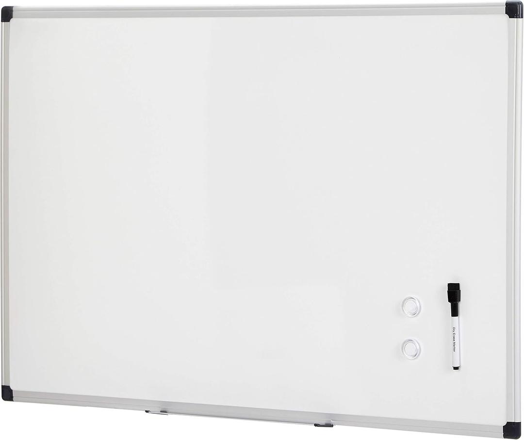 Amazon Basics Magnetic Dry Erase Whiteboard, 36"W x 24"H, Aluminum Frame, Silver/White, Easy to Install and Clean