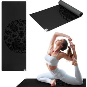 Gaiam Dry-Grip Yoga Mat - 5mm Thick Non-Slip Exercise & Fitness Mat for Standard or Hot Yoga, Pilates and Floor Workouts - Cushioned Support, Non-Slip Coat - 68 x 24 Inches