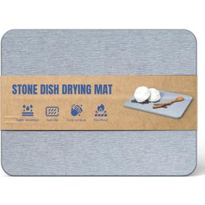 Quick Dry Stone Drying Mat for Kitchen Counter, Water-Absorbent Diatomaceous Dish Drying Mats, Multi-Purpose Stone Drying Tray for Cups Dishes Bottles