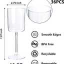YOUBET 36 Pack Clear Plastic Wine Glasses - 10 OZ Disposable Square Wine Glasses with Stem for Wedding & Party & Anniversary