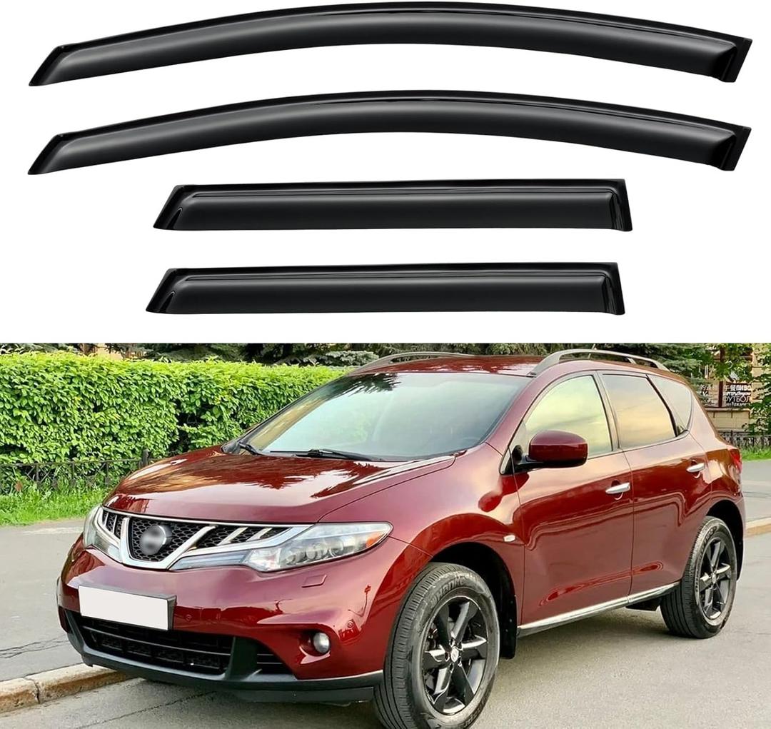 Window Visors Rain Guards Shield for 2009-2014 Nissan Murano, Out-Channel Window Vent Wind Deflectors Visors Shades for 09-14 Murano Window Visors Rain Guards Shield for 2009-2014 Nissan Murano, Out-Channel Window Vent Wind Deflectors Visors Shades for 09-14 Murano