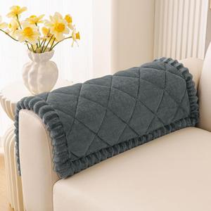 Smiry Fuzzy Couch Cover for Dogs, Non Slip Washable Pet Sofa Cover, Scratch Proof Hair Resistant Plush Sofa Slipcover, Pet Friendly Couch Cushion Protector for Cat, Dark Grey, 27.6" x 27.6"
