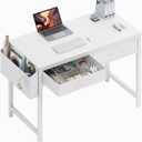 DLisiting 32 Inch Small White Desk with 2 Drawers, Study Writing Computer Desk with Storage Drawer for Bedroom Home Office, Vanity Table Without Mirror for Girls Small Spaces, 31.5"