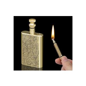 SOMGEM Vintage Lighter Permanent Match, Cool Pipe Lighter Fluid Refillable, Brass Trench Lighters, Creative Auto Fire Starter, EDC Reusable Infinite Matches, Unique Birthday Gift for Men Dad Husband