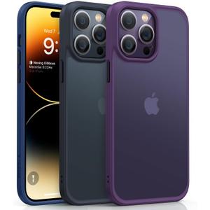 TORRAS Shockproof Designed for iPhone 14 Pro Max Phone Case, Military Grade Drop Protection, Protective Black Hard Back Slim Thin Translucent iPhone 14 Pro Max Case 6.7'', Purple-Guardian Series (2. Elegant Purple)