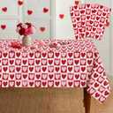 Oudain 3 Pcs Valentines Party Tablecloth Valentine Disposable Plastic Table Cloth 54‘' x 108‘' Large Table Cover Pink Heart Party Supply Decoration Wedding Anniversary Proposal Birthday Gift