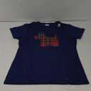 Scottie Dog Scottish Terrier Royal Stewart Tartan Red Plaid T-Shirt (Small, Navy)