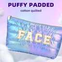 Hiroyuki Iridescent Makeup Bag, 14 inches Cosmetic Bag, Large Capacity Travel Pouch (Face, purple)