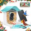 Bird Feeder with Camera Solar Powered, AI Identify Bird Species, 2K HD Video Live Auto Capture Outdoor Backyard, Birdwatching, Ideal Gift for Family Birds Lovers(Blue)