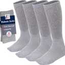 Debra Weitzner Diabetic Socks for Men and Women Over the Calf Knee High Cotton Socks Loose Fit 4 Pairs (9-11, Grey)