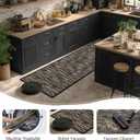 Kitchen Rugs Sets of 2-Non Slip Kitchen Mats for Floor-Thick Stain Resistant Vintage Kitchen Floor Mat Runner Carpet for Hallways Entryway Laundry Room WashableBlack 20"x47"+20"x32"