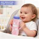 Lionpower 3 Pack Silicone Sleeves for Lansinoh Glass Bottles (Old Style) 8oz Protective Covers with Handle, Non-Slip Baby Bottle Holder, Compatible with Lansinoh Bottles (Grey+Pink+Beige(8OZ))