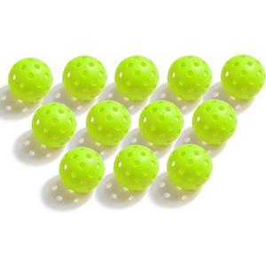 12-Pack Premium Pickleball Balls, 40 Holes Indoor Outdoor Fluorescent Green Balls, USAPA Approved Pickle Ball for Tournament Play Advanced Aerodynamics