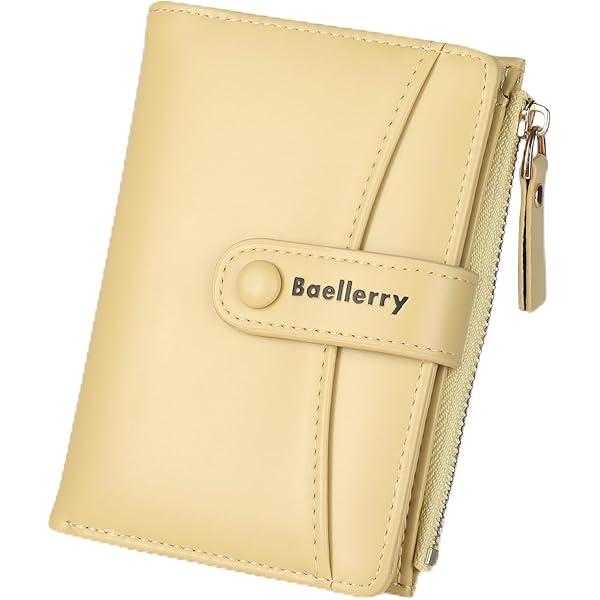 Lapensa Women Leather Wallet RFID Blocking Small Bifold Zipper Pocket Wallet Card Case Purse with ID Window (Yellow)