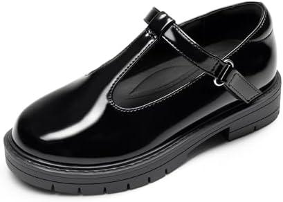 DREAM PAIRS Girls Mary Jane Dress Shoes Chunky Platform School Uniform Shoes T-Strap Oxfords Loafers Star Flats US 2