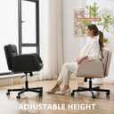 Criss Cross Chair with Flip-Up Arms & Swivel Wheels, Vanity Chair with Adjustable Height & Side Pockets, Comfortable Wide Seat Reclining Computer Office Desk Chairs for Home Office, Make Up, Bed Room