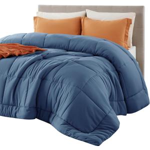 Bedsure Comforter Duvet Insert - Quilted Comforters Queen Size, All Season Duvet, GentleSoft Down Alternative Bedding, with 8 Tabs, Gifts for Women/Men, Dark Slate Blue, Queen 88 x 88 Inches