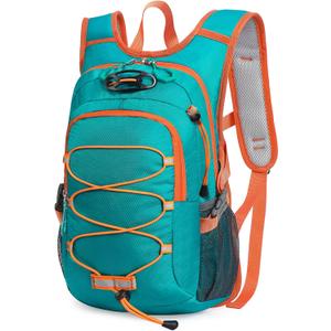 12L Kids Hiking Backpack, Small Hydration Backpack, Waterproof Kids Camping Daypack 5-12, No Water Bladder (Green)