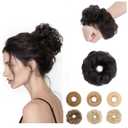S-noilite Human Hair Messy Bun Hair Piece, Hair Buns for Women,100% Real Hair Bun Wig,Invisible hair buns hair piece,Wavy-1B Natural Black