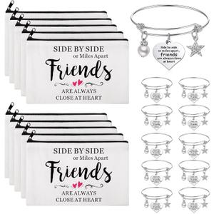Abbylike 20 Pieces Friends Group Gifts Bulk for Women Friendship Bracelets Makeup Bags Friendsgiving Long Distance Present Party Favors for Friend Family Sister Birthday