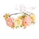 Vivivalue Fairy Floral Crown Flower Headband Woodland Elf Headpiece Forest Elven Circlet for Women Halloween Renaissance Wedding Bridal Cosplay Prom Photo Props Cream Yellow