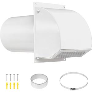 Neoaider 6 Inch Hooded Wall Vent Cover with Screen and Damper, 14GA/2MM Thick Heavy-Duty Steel Vent Covers for Wall, Vent Cover for Dryer Ventilation and Outdoor Air Exhaust, White