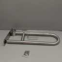 Toilet Grab Bar 22.4 Inch, Munzong Anti-Slip Handicap Grab Bars with Paper Holder, Flip-Up Bathroom Toilet Safety Rails, Stainless Steel Knurled Support handrails for Seniors Elderly Disabled Pregnant (Satin Nickel)