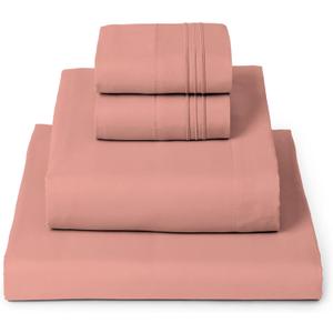 Mellanni Full Sheets Set - 4 PC Iconic Collection Bedding - Hotel Luxury, Extra Soft, Cooling Bed Sheets - Wrinkle, Fade, Stain Resistant (Full, Coral)