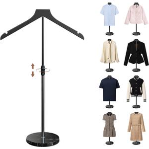 OLV Mannequin Torso with Marble Base, 18-34 Inch Adjustable Shirt Display Stand for Vendors Shop, More Stable High-end Dress Form Clothes Garment Rack, Jacket Coat Hanger Stand, Black