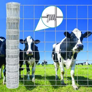 Farm Fence 31in x 33ft Galvanized Field Wire Fencing,Heavy Zinc Coating Cattle Fence,Deer Fence,Goat Fence,Hog Wire Fence for Yard Garden & Animals Protection (31inx33ft, Silver)